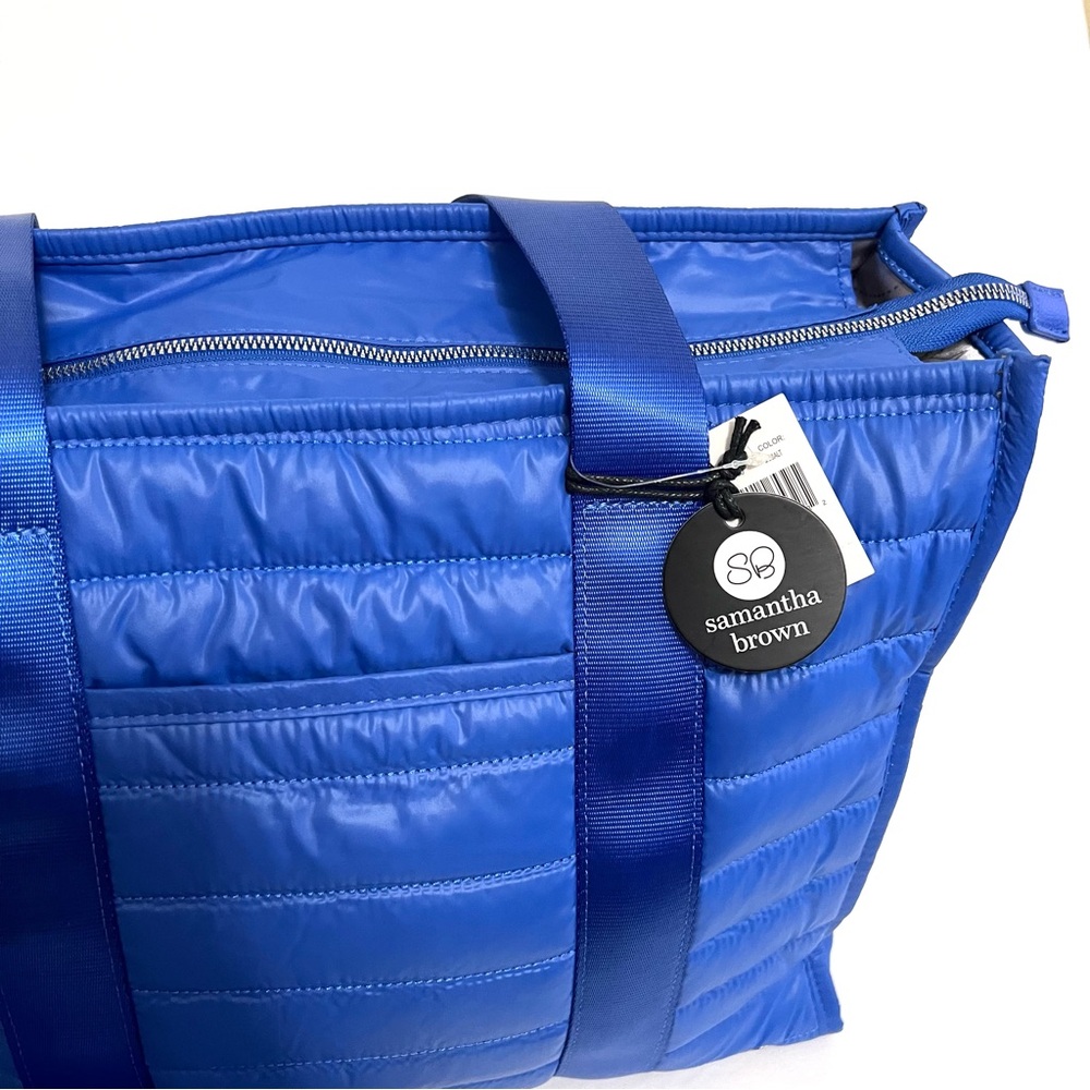 Samantha Brown Blue Quilted Tote and Pouch Set - Picture 6 of 9